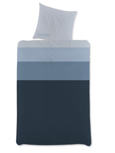 Stribet sengetøj 140x220 cm - Blåt sengetøj - Sengesæt i 100% Bomuldssatin - Pantone 